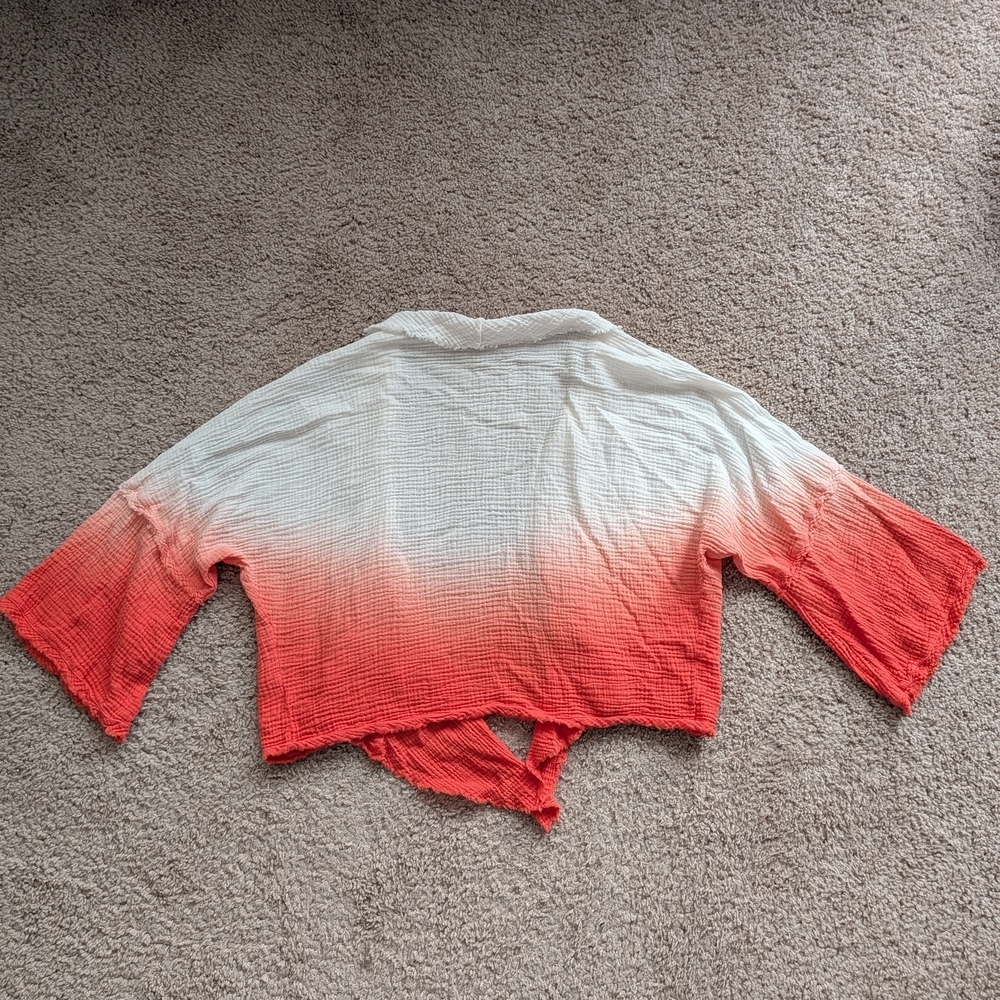 Young Fabulous & Broke Orange White Ombre Francesca Bell Sleeve Top Size Large - Picture 2 of 8
